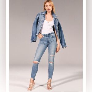 Abercrombie & Fitch Blue Skinny Jeans with Distressed Details